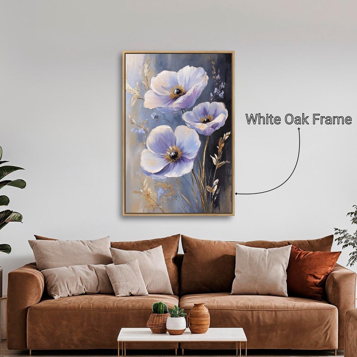 Purple And White Wildflowers Vertical Floral Painting Wall Poster - Image 4