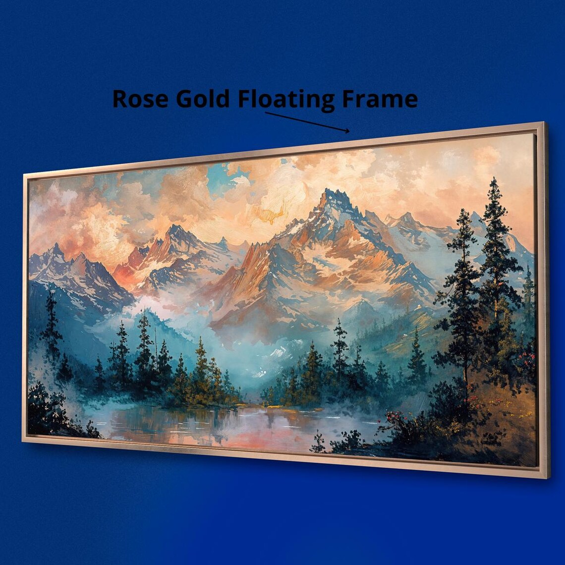 Mystic Mountain Landscape, Snowy Peaks and Lake Art Print - Image 2