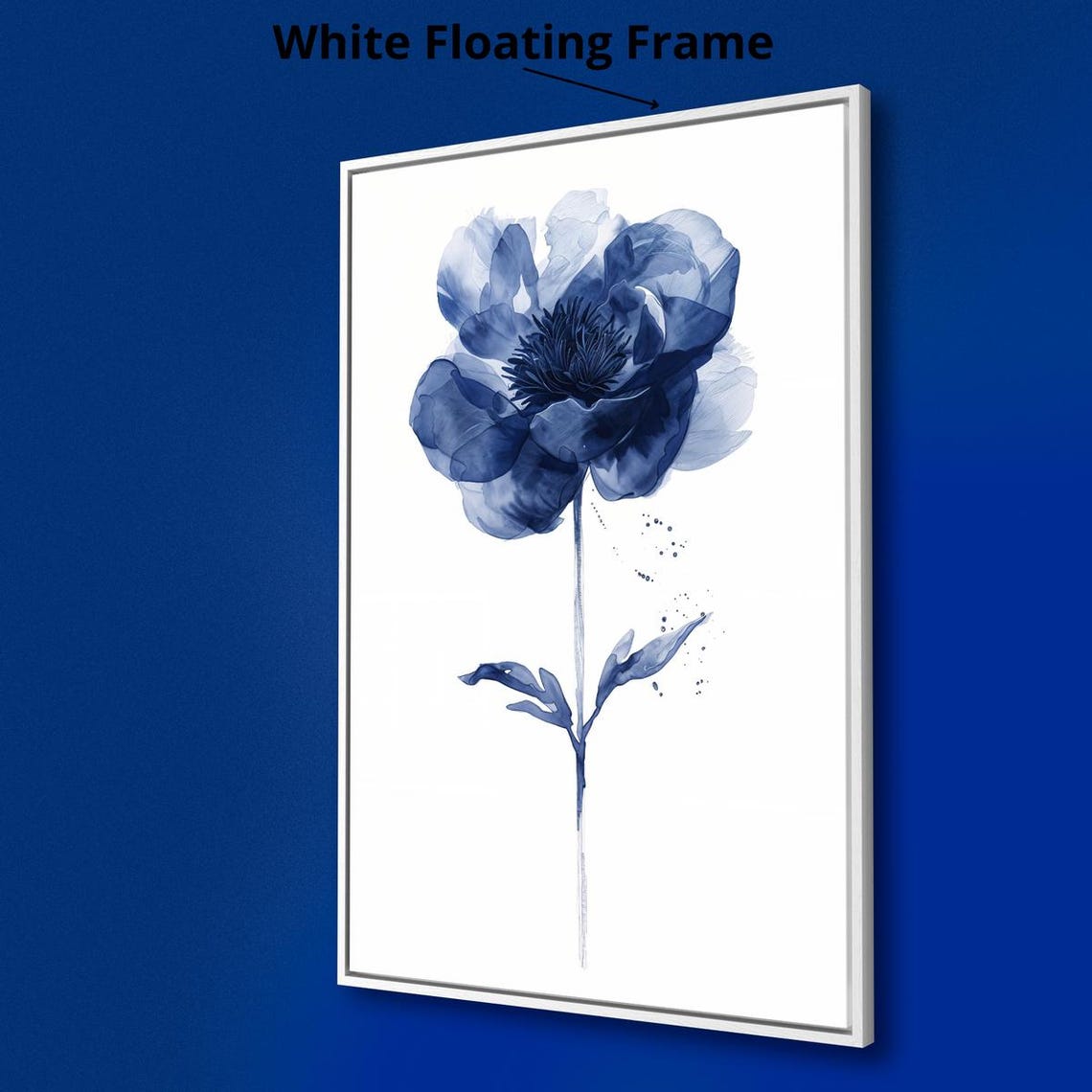 Elegant Navy Blue Peony Watercolor Single Bloom Botanical Poster - Image 2