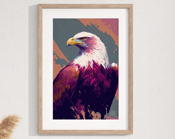 Bald Eagle Portrait Poster Bold Magenta Pop Art American Bird Decor