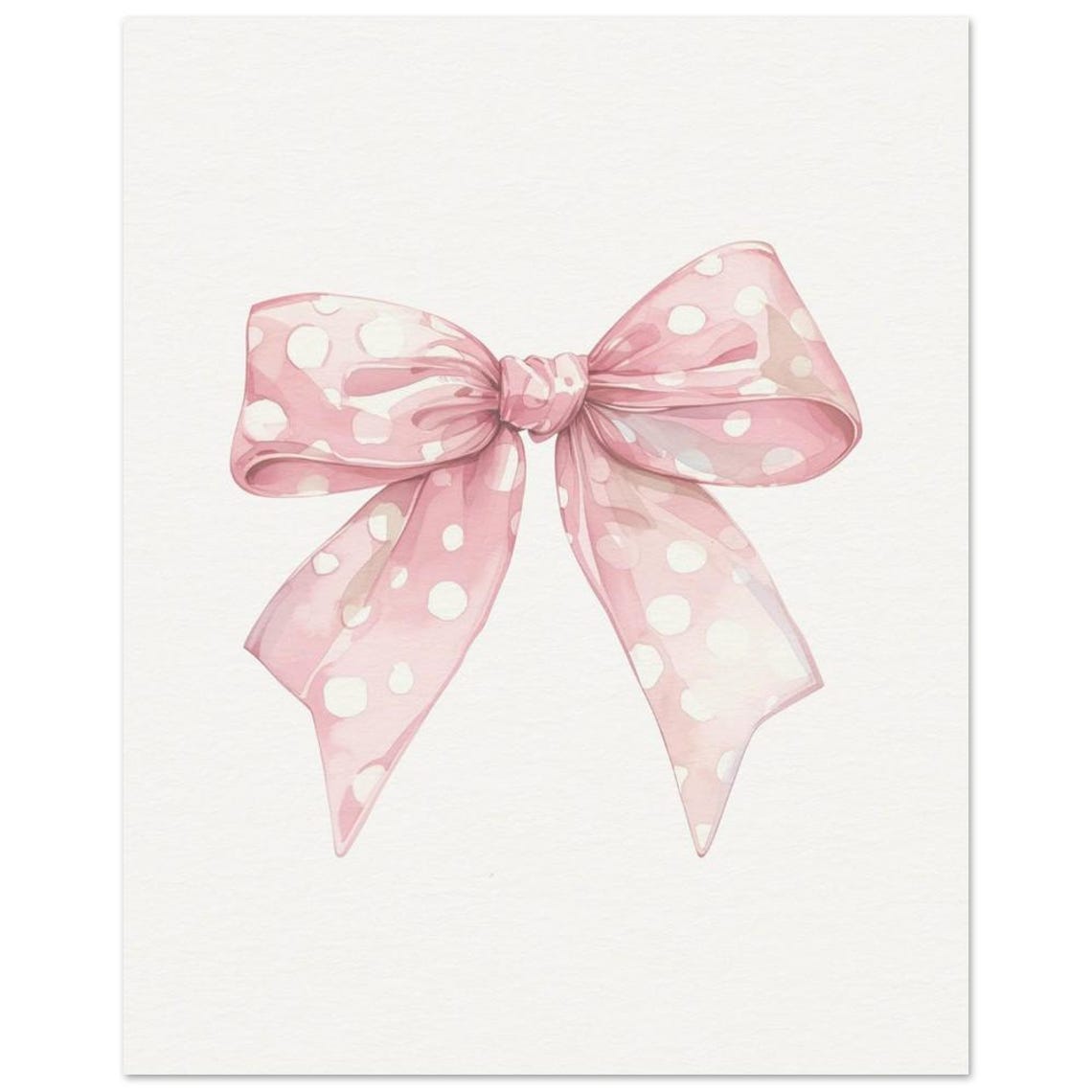 Pink Polka Dot Bow Watercolor Coquette Girly Nursery Wall Art Print - Image 3