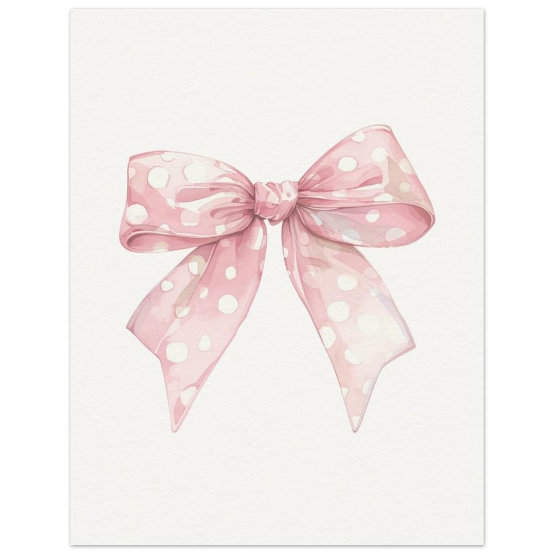 Pink Polka Dot Bow Watercolor Coquette Girly Nursery Wall Art Print - Image 2
