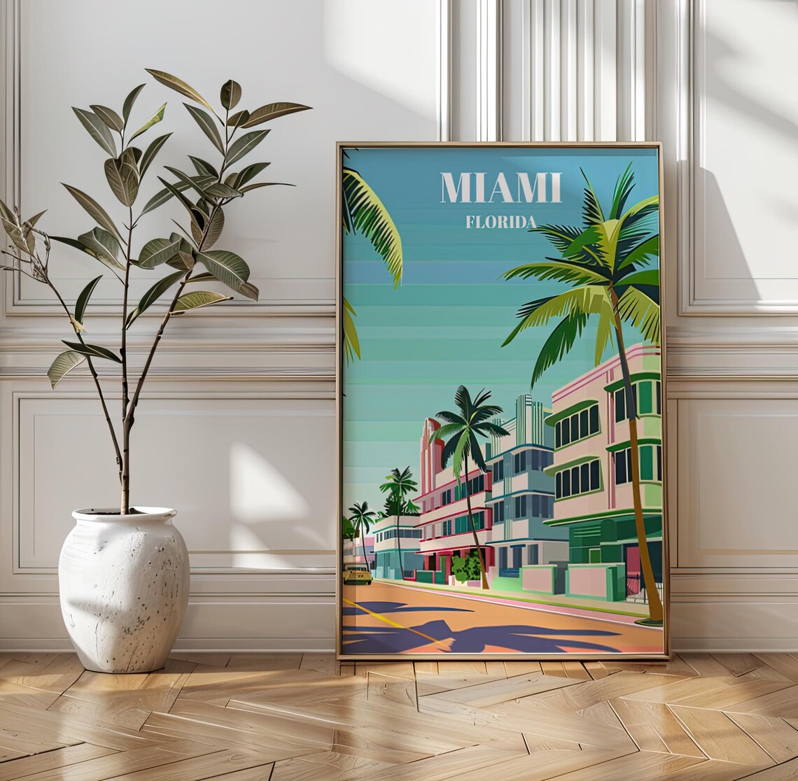 Miami FL Art Deco Historic District Travel Poster