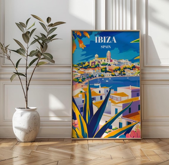 Ibiza Spain Dalt Vila Old Town Colorful Balearic Travel Poster