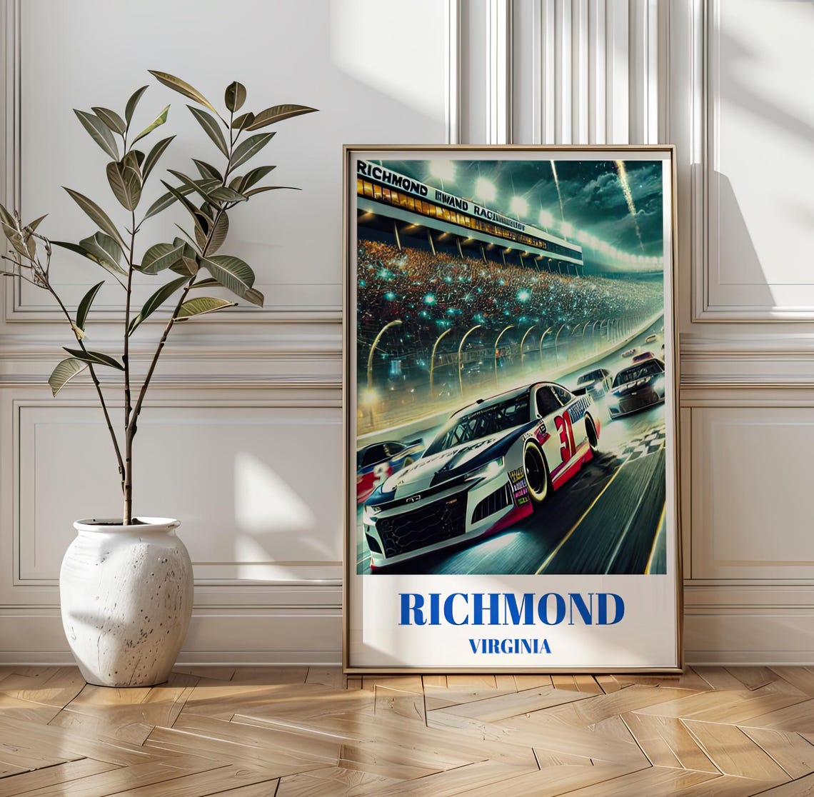 Richmond Virginia Poster Night Stock Car Racing Richmond Raceway Art