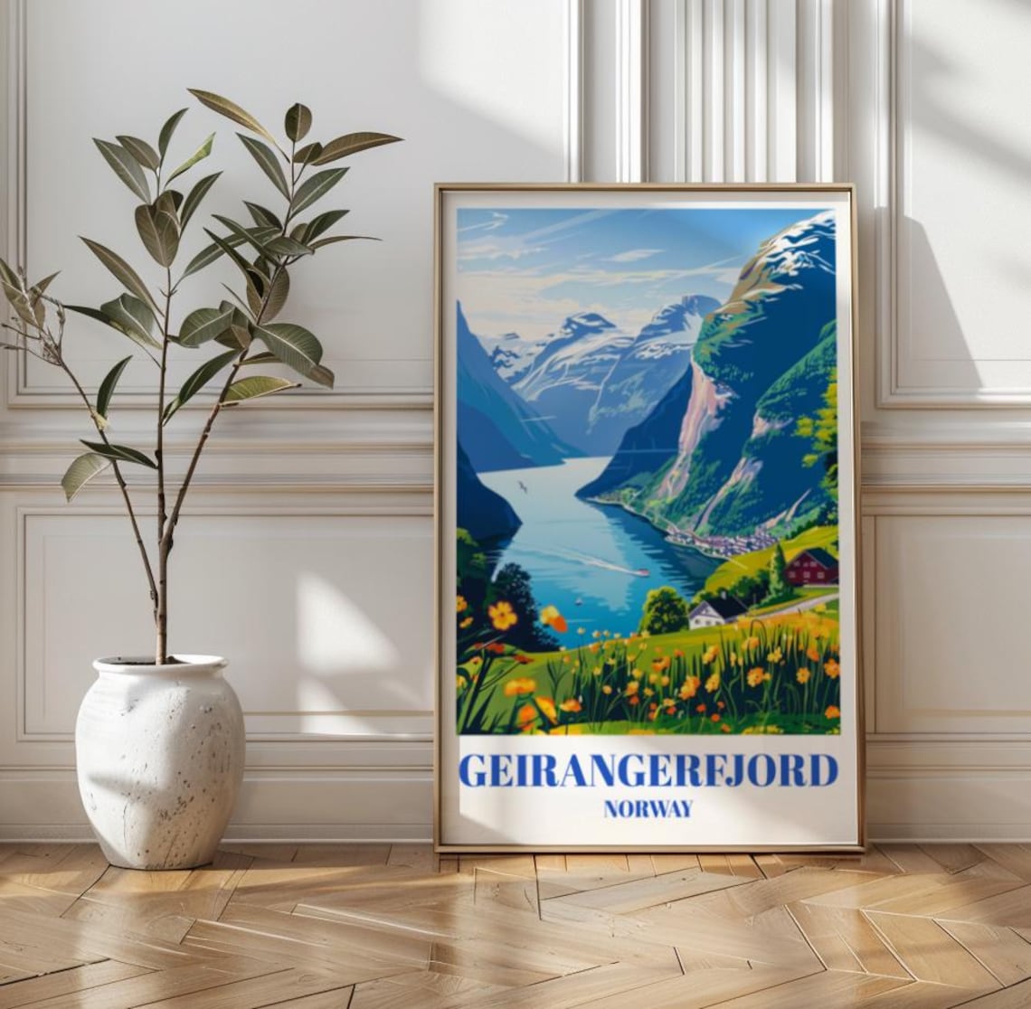 Geirangerfjord Norway Scandinavian Travel Poster