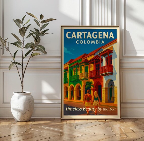 Cartagena Colombia Colorful Balconies Timeless Beauty Travel Poster