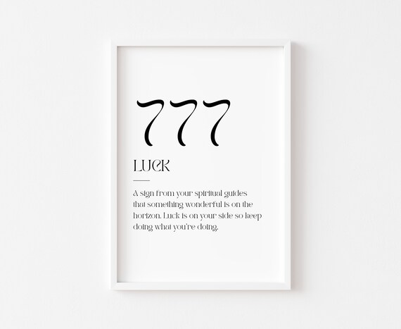 777 Print Angel Numbers Wall Art Number Poster Luck Lucky Affirmation Bedroom Trendy Prints