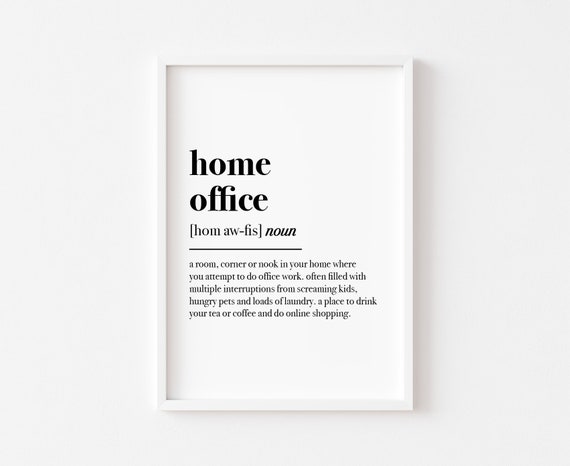Home Office Definition Art Print, Typography Quote