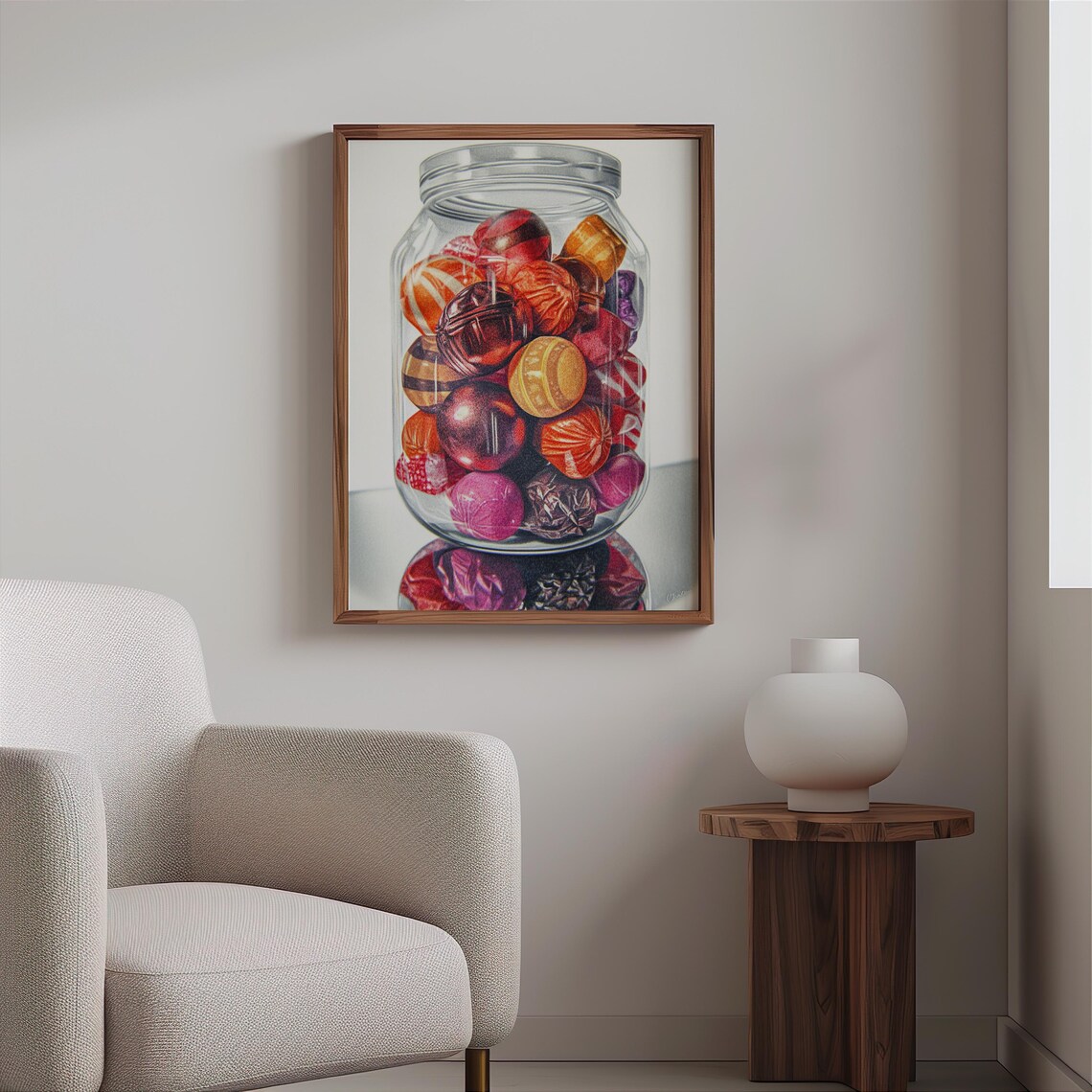 Foil Wrapped Candies Glass Jar Still Life Photorealism Art Poster - Image 2