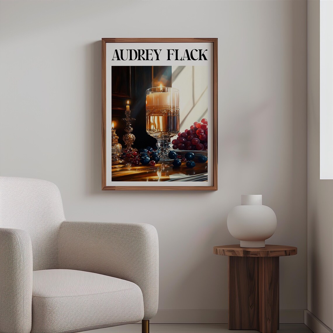 Audrey Flack Inspired Amber Goblet Berries Brass Candlestick Poster - Image 2