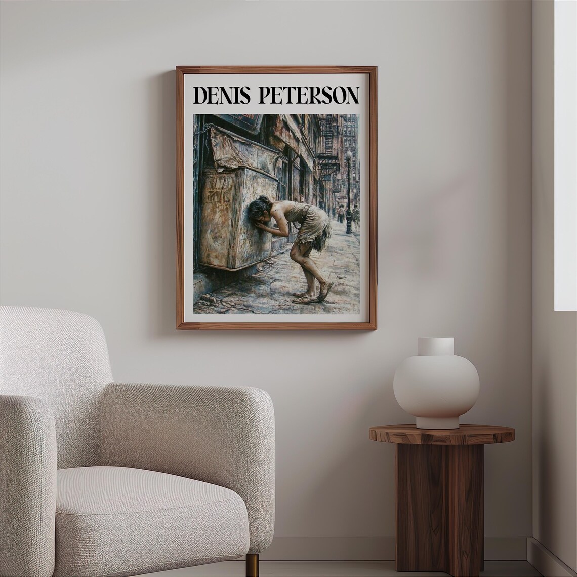 Denis Peterson Woman Leaning Graffiti Door City Alley Painting Poster - Image 2