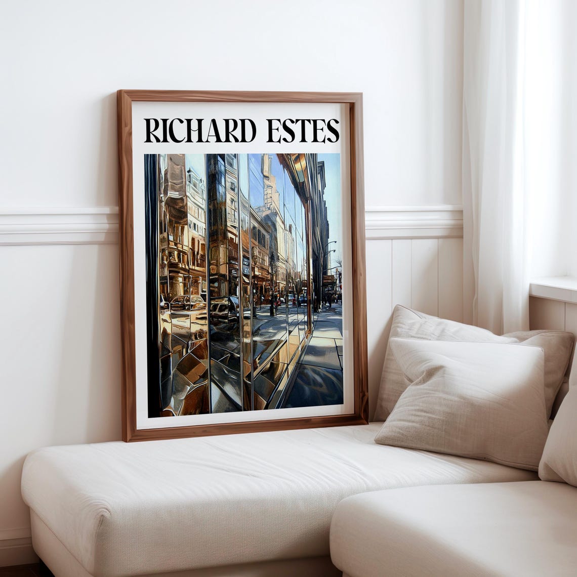 Richard Estes Inspired Glass Facade Fragmented City Reflection Print