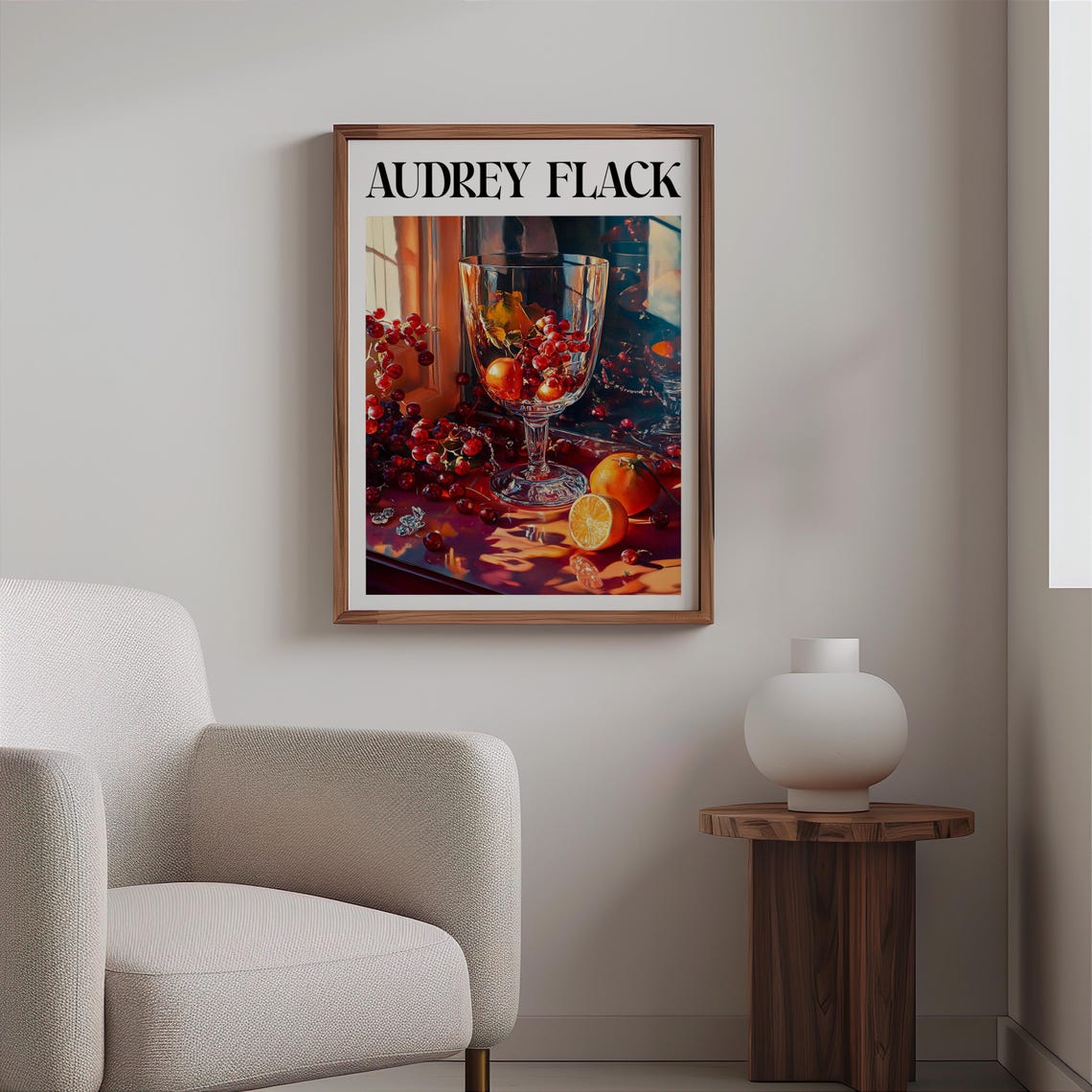 Audrey Flack Crystal Goblet Red Berries Citrus Still Life Art Print - Image 2