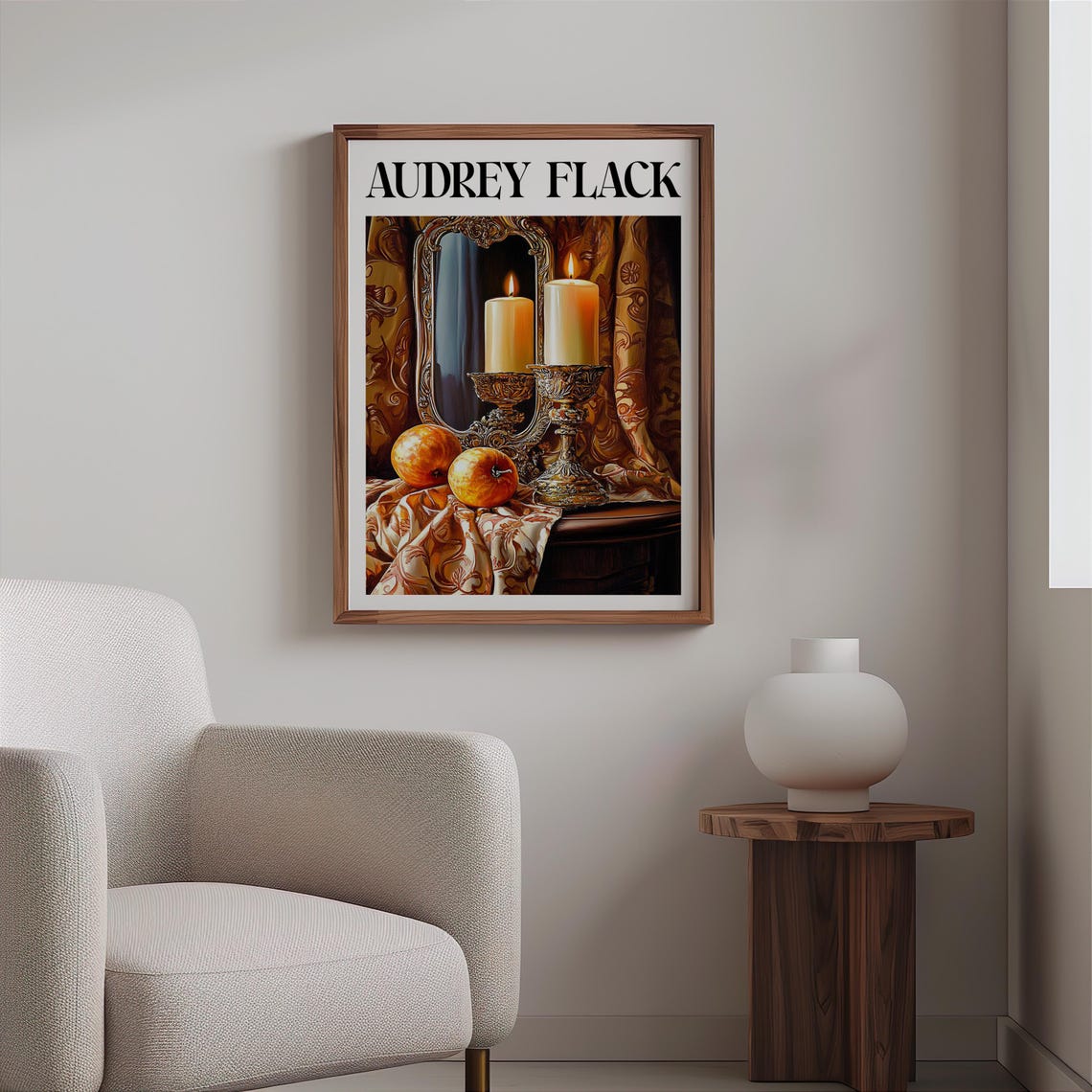 Audrey Flack Inspired Brass Candle Holders Apples Drapery Poster - Image 2