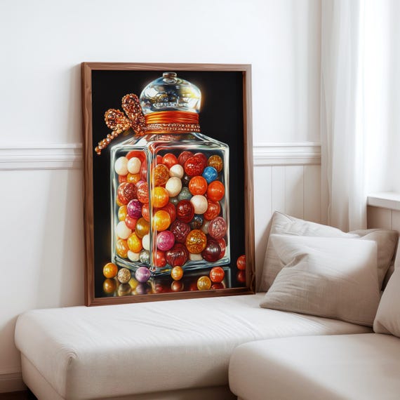 Charles Bell Inspired Photorealism Poster Vintage Gumball Print Colourful Retro Sweetshop Hyper Realistic Candy Machine 1980s