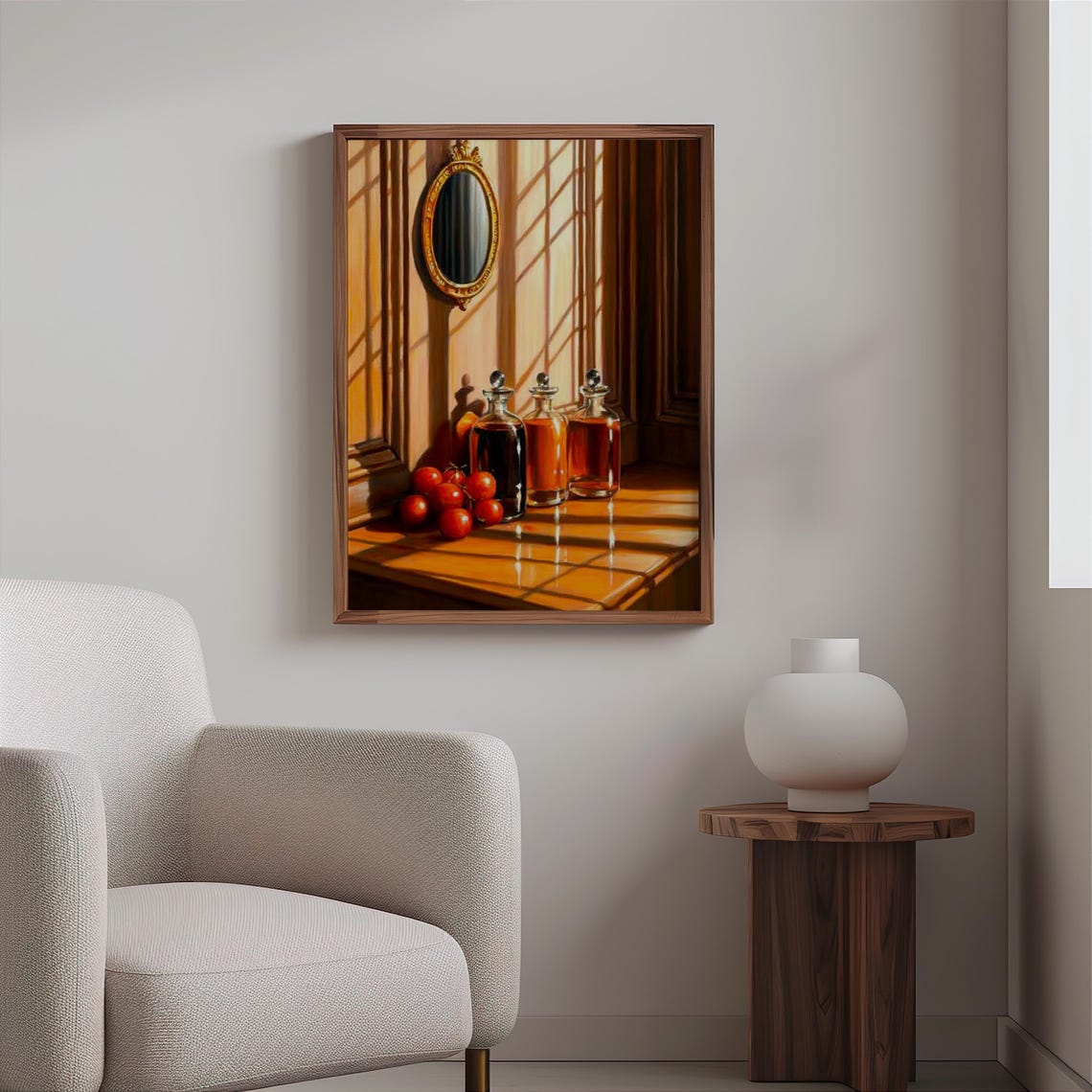 Audrey Flack Inspired Amber Decanters Cherries Golden Light Art Print - Image 2