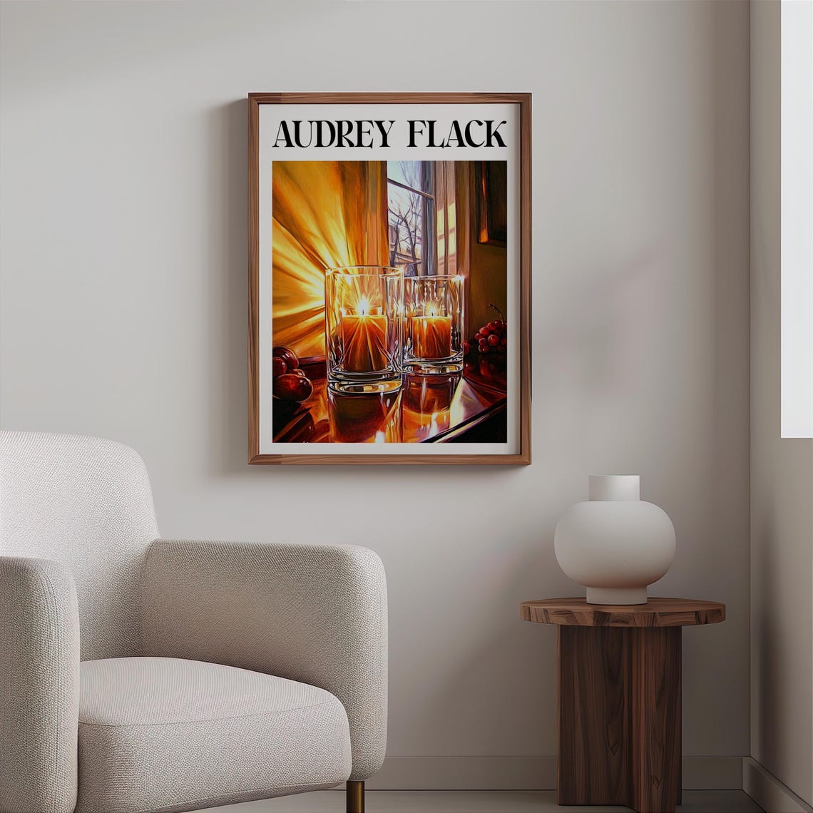 Audrey Flack Inspired Ribbed Glass Candles Sunbeam Grapes Poster - Image 2