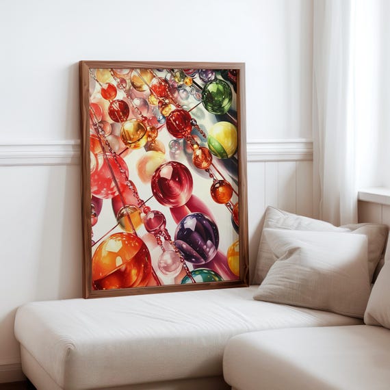 Charles Bell Inspired Photorealism Poster Vintage Gumball Print Colourful Retro Sweetshop Hyper Realistic Candy Machine 1980s