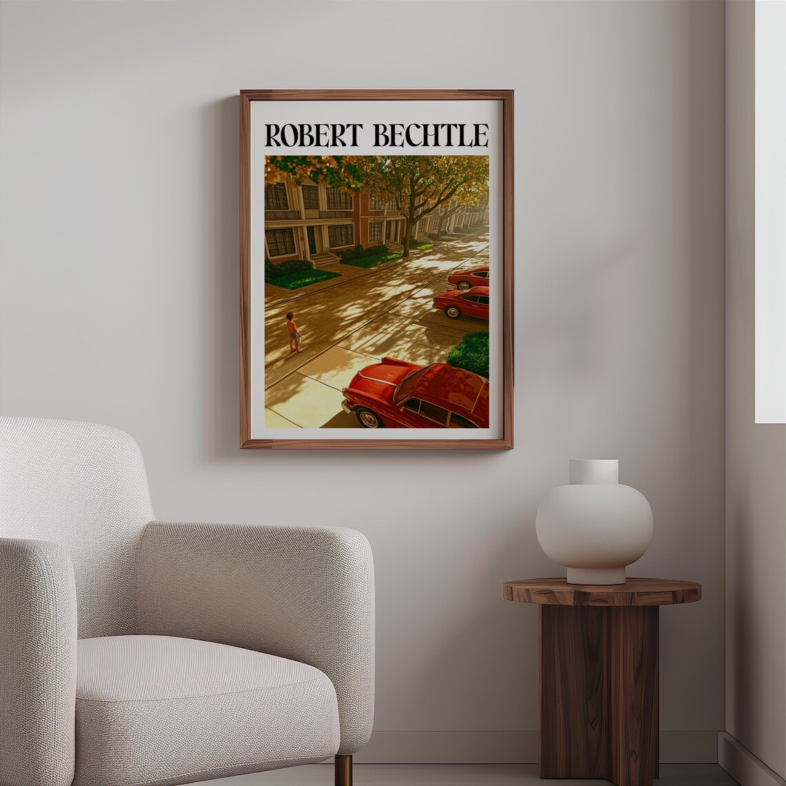 Robert Bechtle Sunlit Suburban Street Red Vintage Cars Art Poster - Image 2