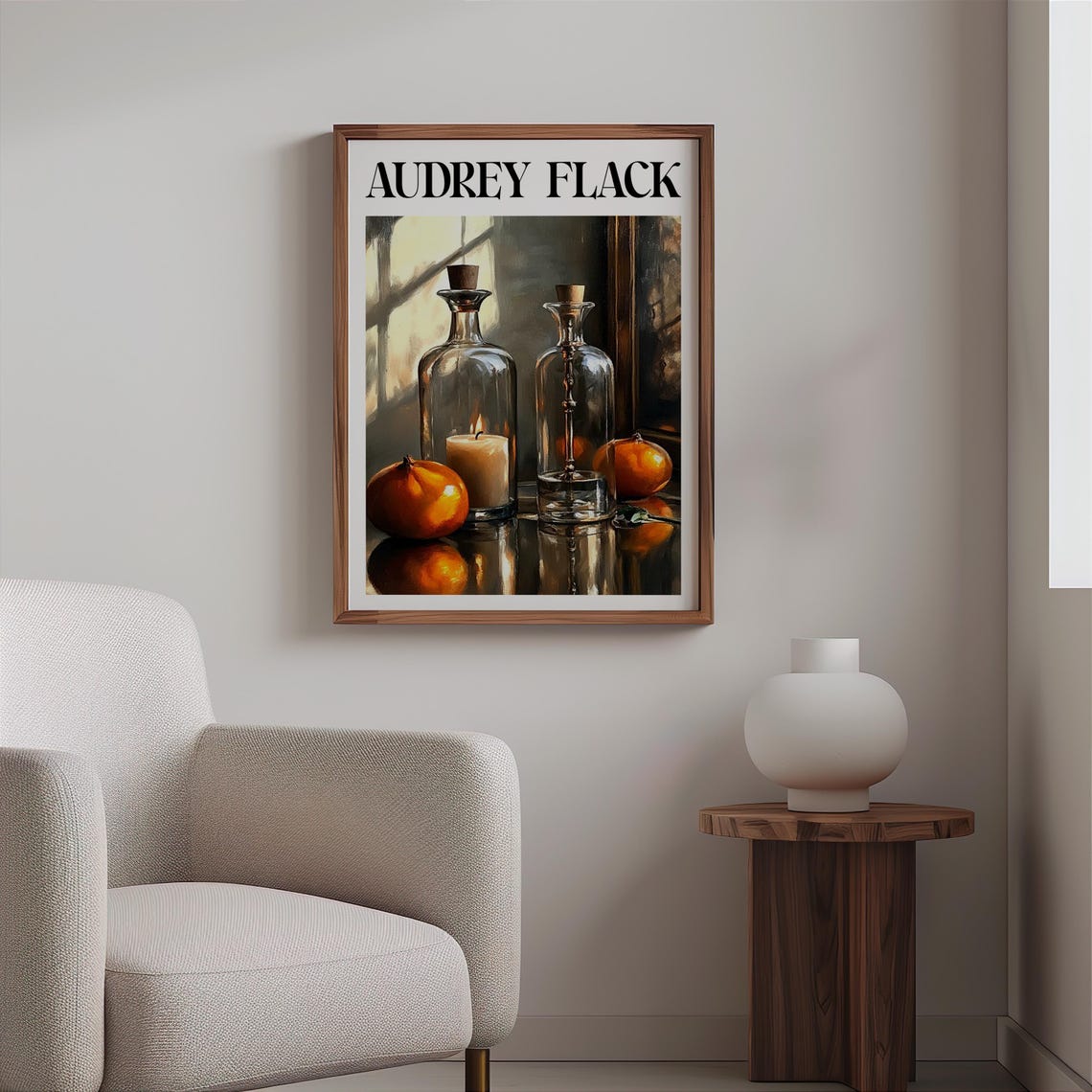 Audrey Flack Glass Decanters Candle Oranges Window Still Life Poster - Image 2