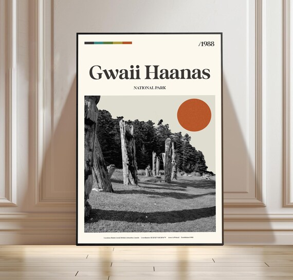 Gwaii Haanas National Park 1988 Haida Gwaii Retro Travel Poster
