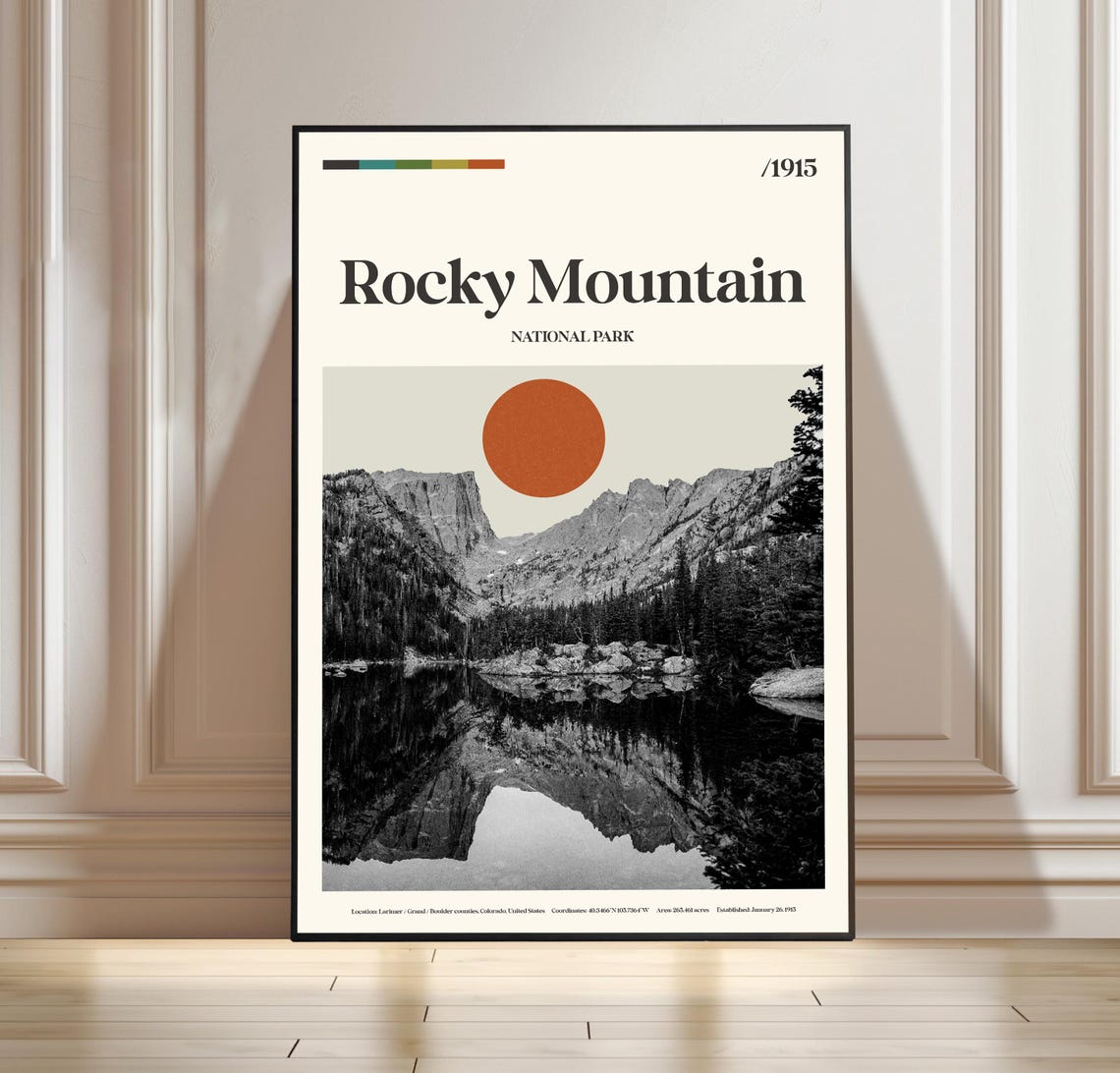 Rocky Mountain National Park 1915 Vintage Travel Poster Minimalist Art