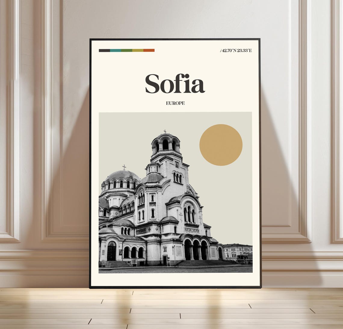 Sofia Europe Alexander Nevsky Cathedral Minimalist Travel Poster