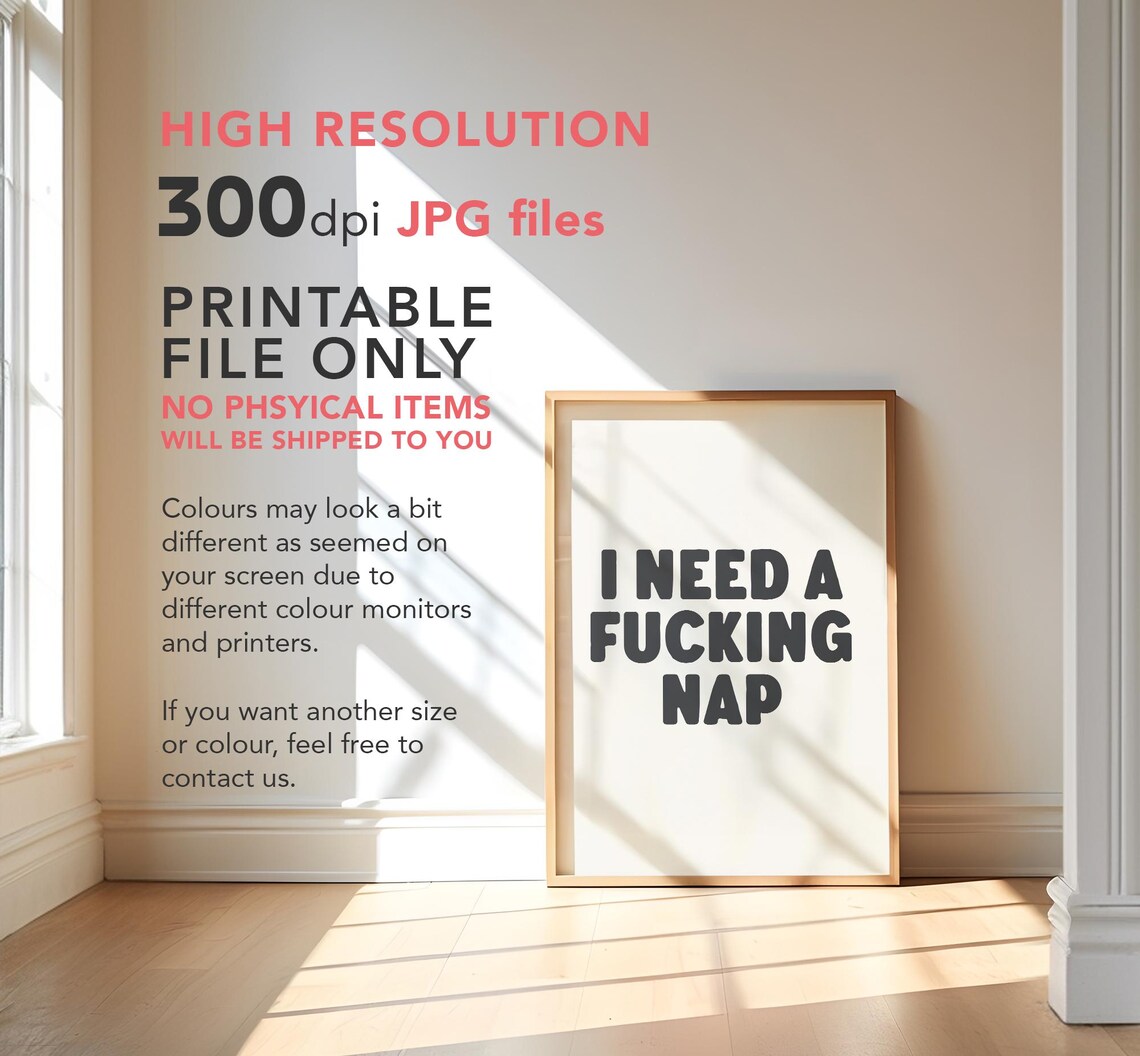 I Need A Fucking Nap Funny Quote Art Print - Image 3