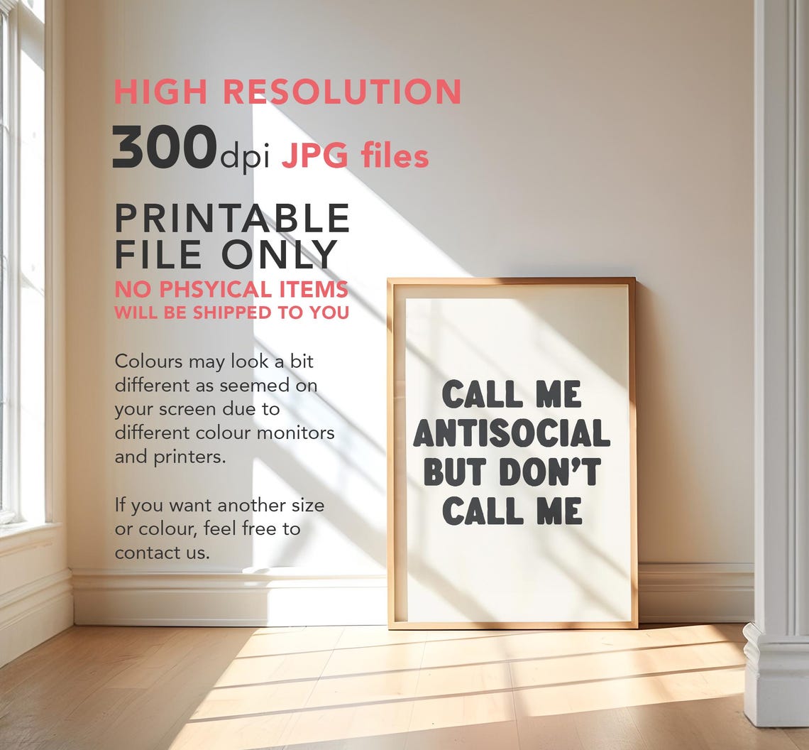 Call Me Antisocial But Dont Call Me Funny Introvert Quote Poster - Image 3