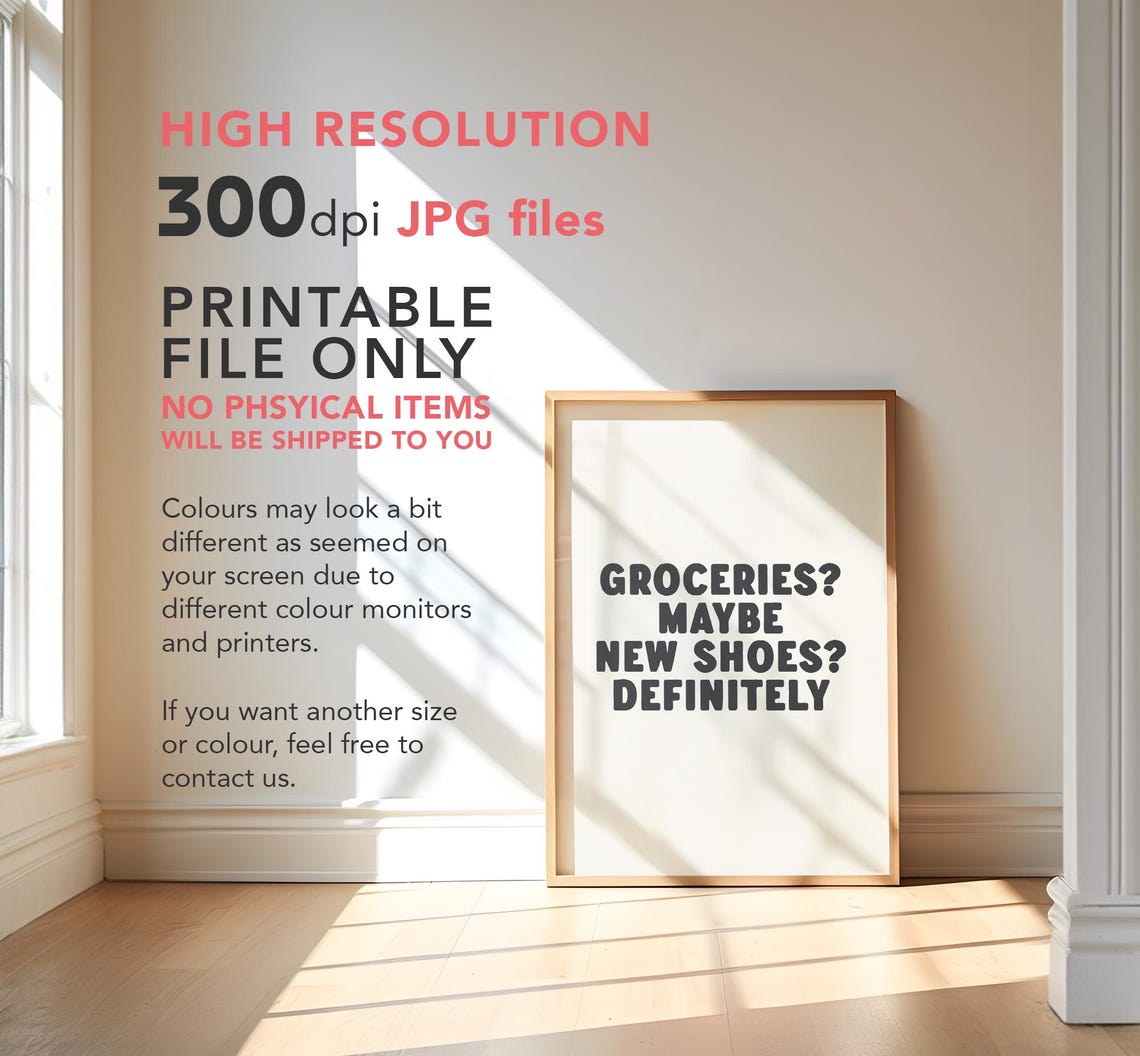 Groceries Maybe New Shoes Definitely Funny Shopping Quote Black Poster - Image 2
