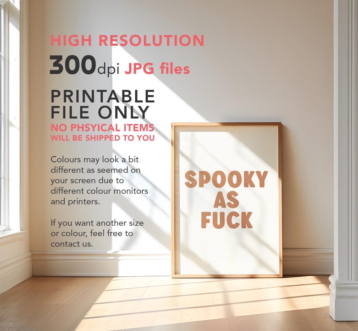 Spooky As Fuck Funny Halloween Tan Typography Bold Quote Poster - Image 3