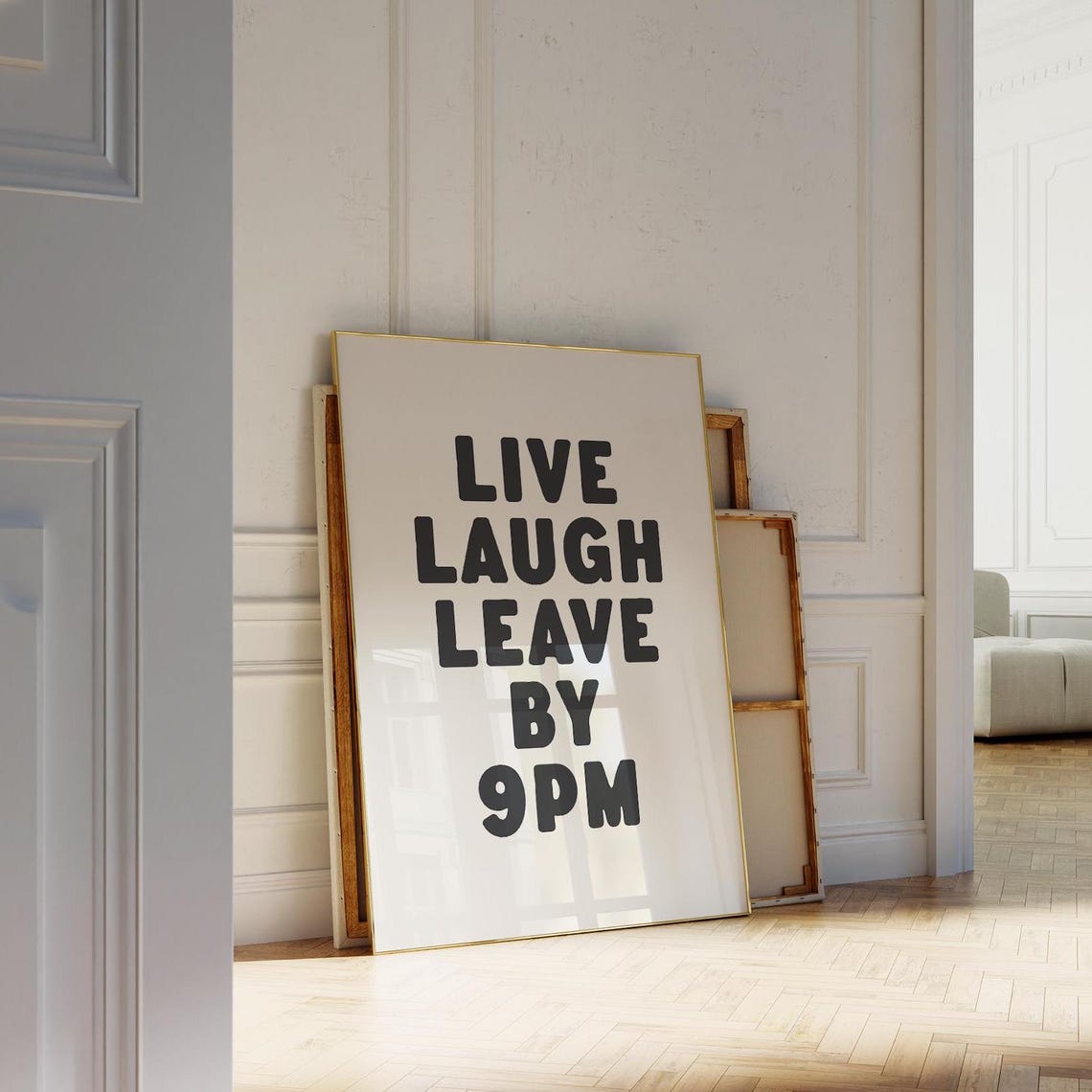 Live Laugh Leave By 9PM Funny Sarcastic Bold Quote Typography Poster - Image 2