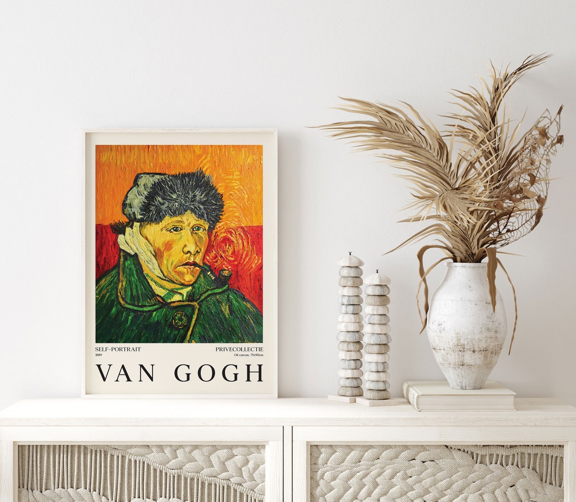 Van Gogh Self Portrait With Fur Cap 1889 Classic Fine Art Poster - Image 3
