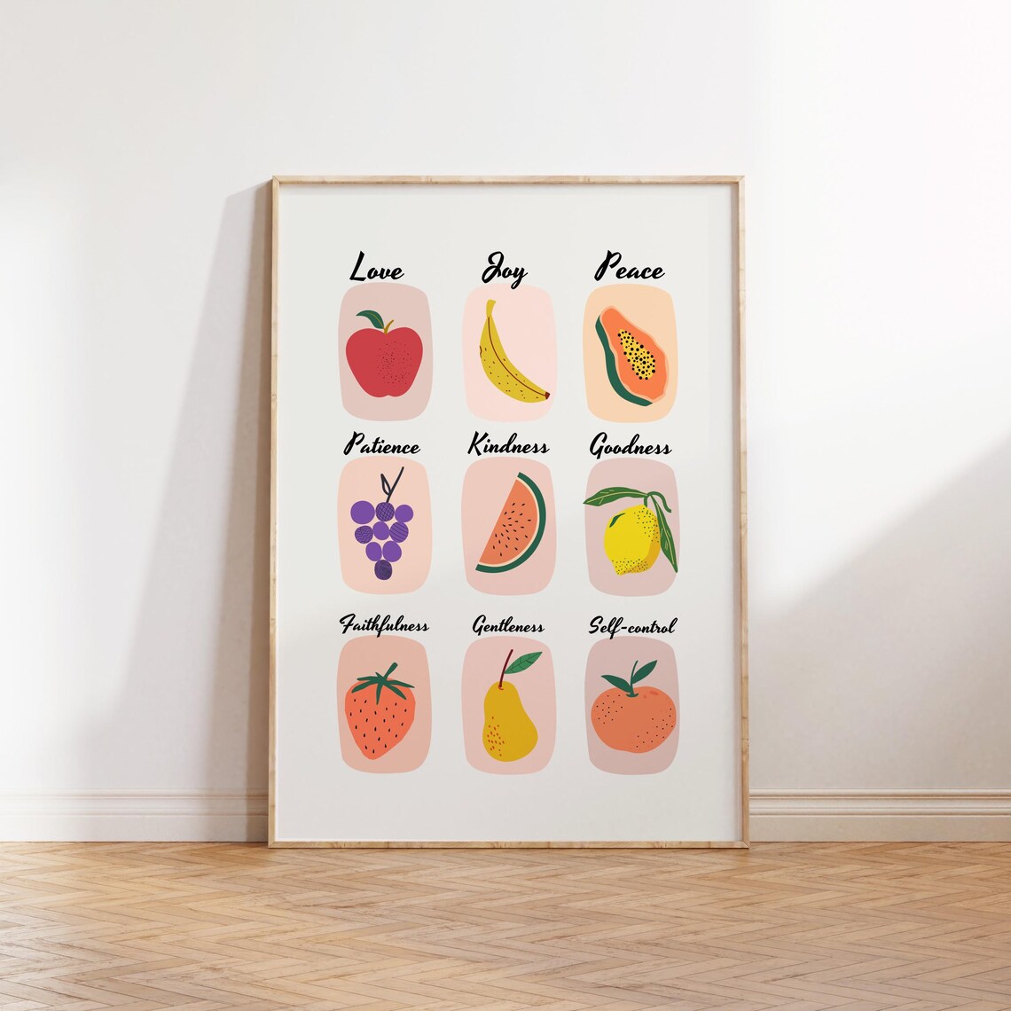 Fruit of the Spirit Nine Colorful Fruits Christian Faith Art Poster