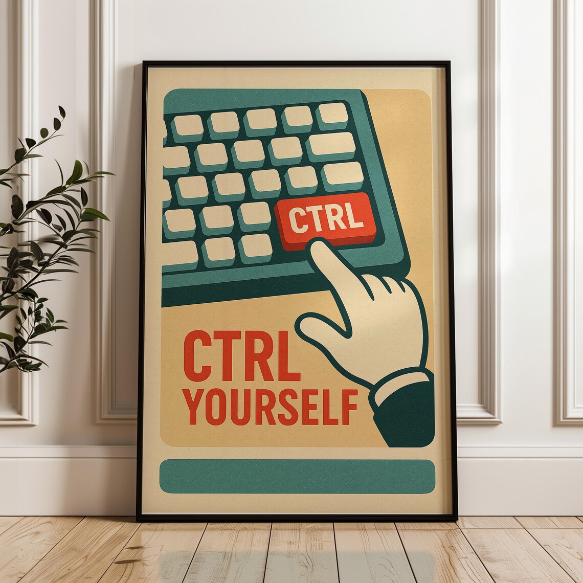 Funny Ctrl Yourself Retro Keyboard Poster