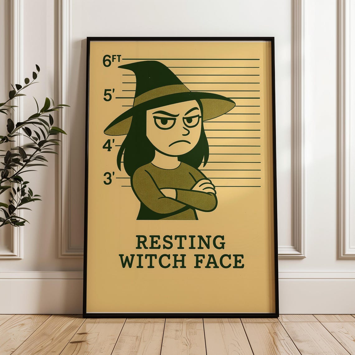 Resting Witch Face Poster Funny Retro Halloween Wall Art