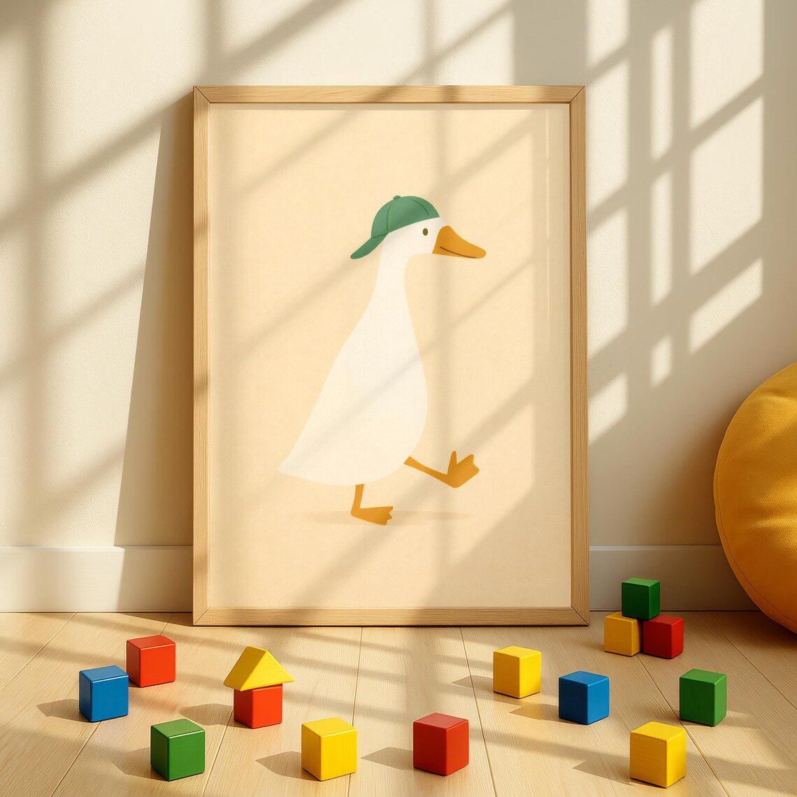 Minimalist Duck Poster, Cartoon Nursery Art Print