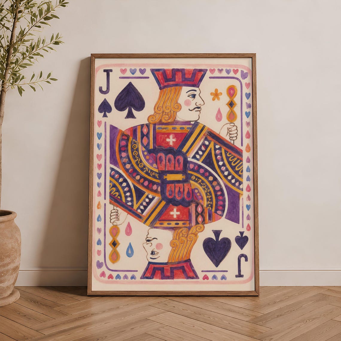 Jack Of Spades Print Colorful Folk Art Whimsical Poker Poster Game Room Decor