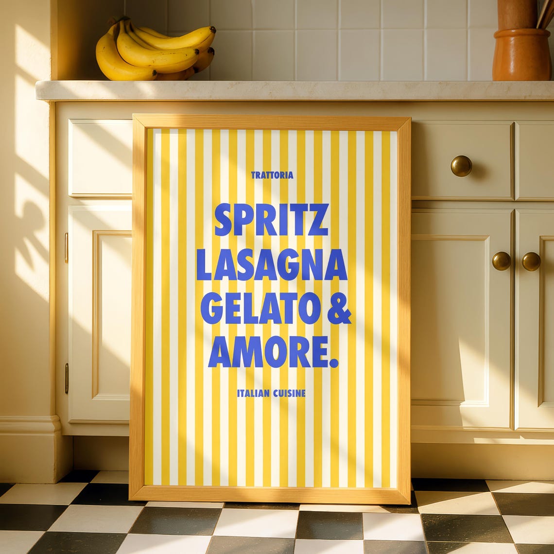 Trattoria Spritz Lasagna Gelato Amore Yellow Italian Cuisine Poster