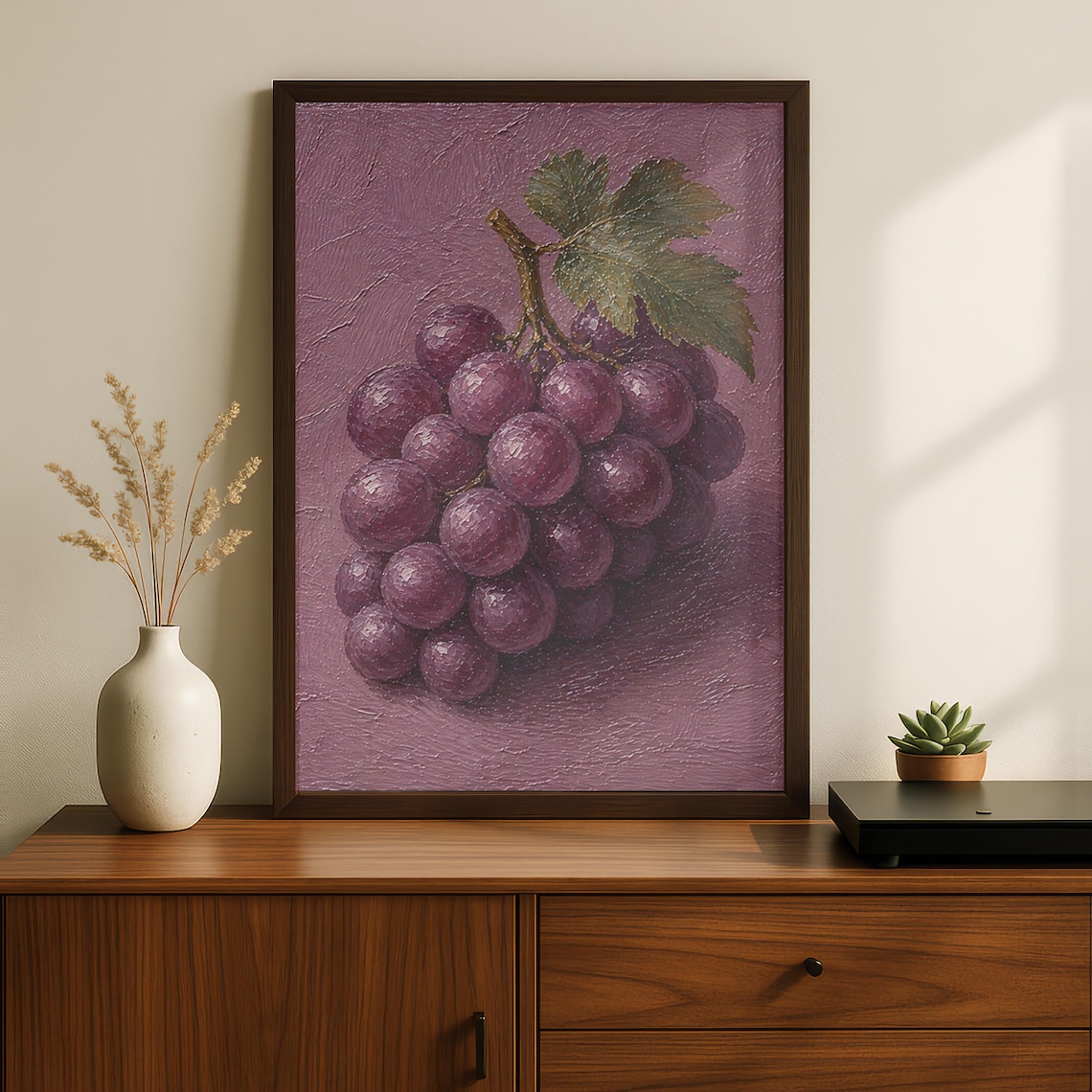 Grapes Painting, Rustic Still Life Art Print