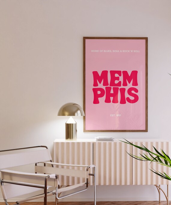 Memphis Tennessee Home Of Blues Soul Rock N Roll Pink Retro Poster