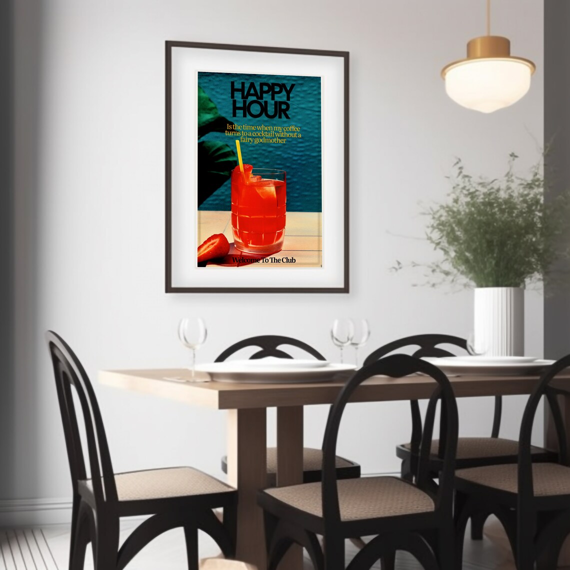 Happy Hour Coffee Turns To Cocktail Funny Vintage Quote Poster - Image 2