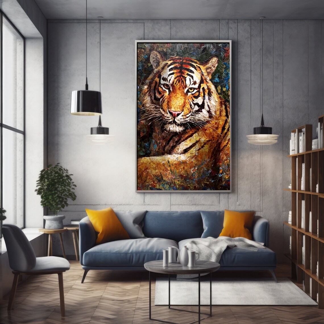 Majestic Tiger Face Close Up Impasto Oil Painting Wildlife Poster - Image 2
