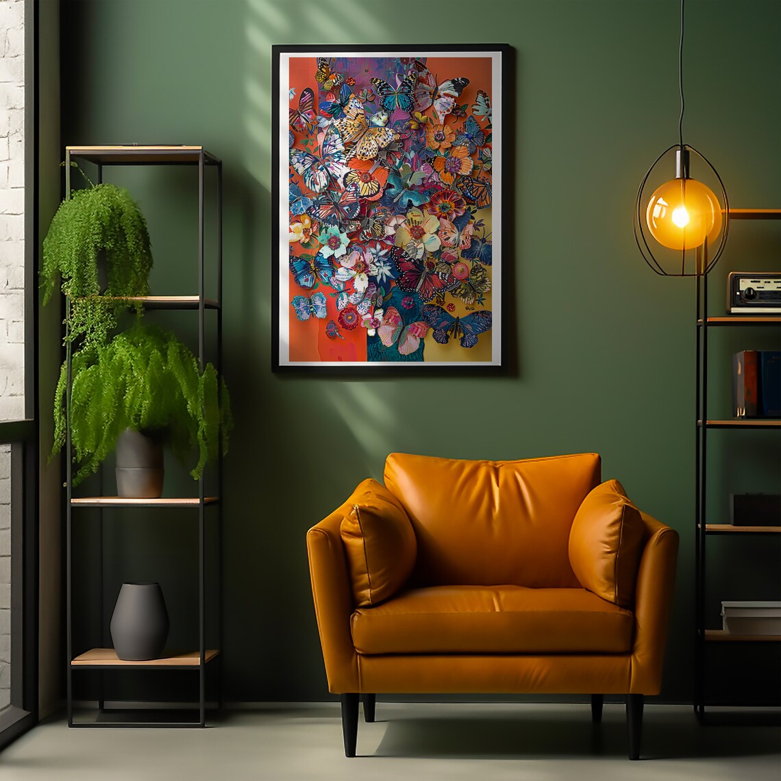 Maximalist Butterfly Collage Vibrant Colorful Insect Wall Art - Image 2