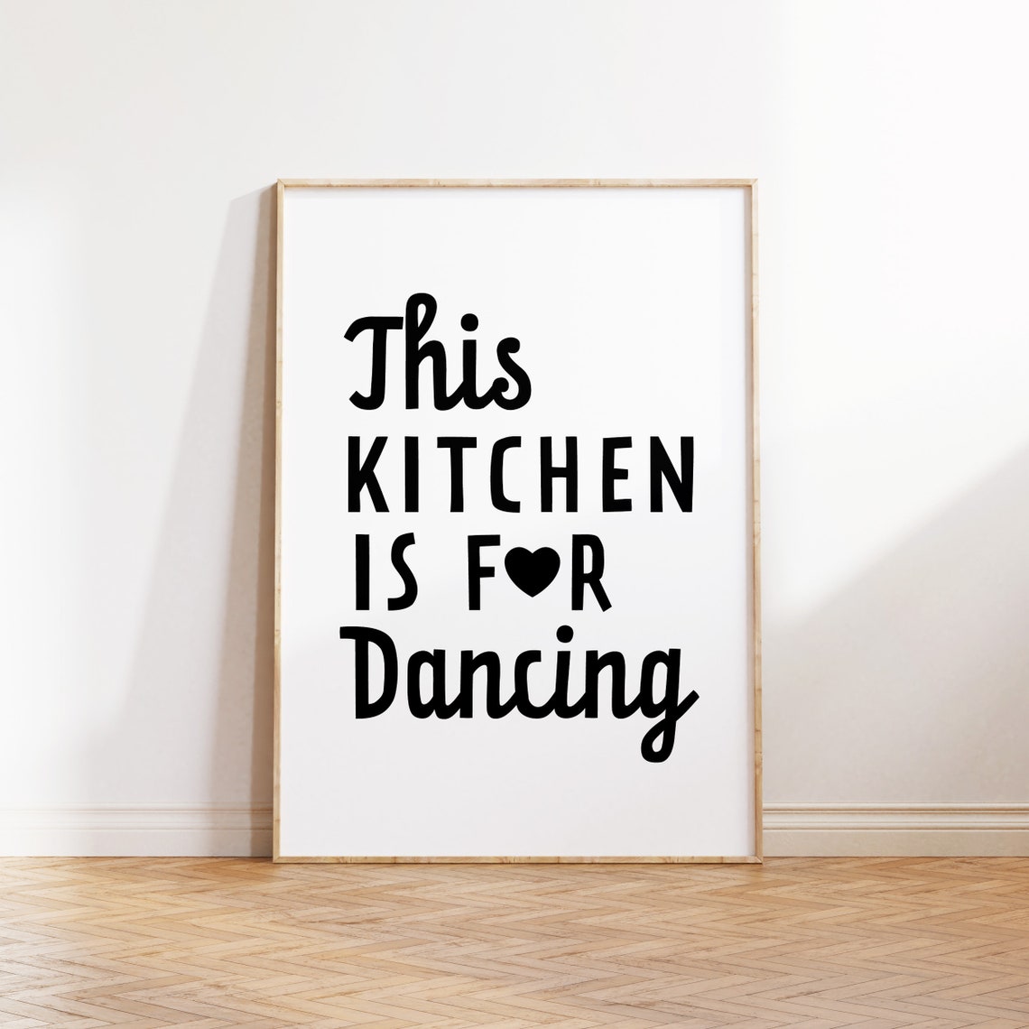 This Kitchen Is For Dancing Black Heart Typography Kitchen Poster - Image 3