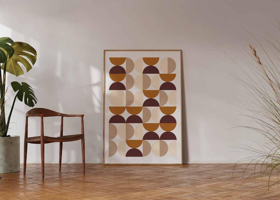 Caramel Brown Half Circle Warm Retro Mid Century Geometric Poster - Image 3