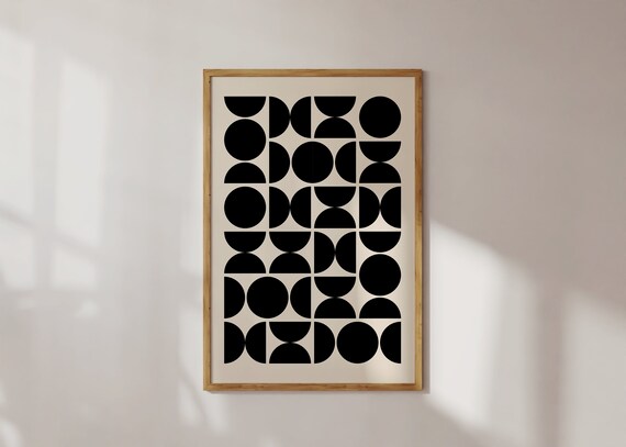 Wall Art Print Geometric Poster Abstract Japandi Wall Art Funky Wall Dcor Mid Century Modern Art