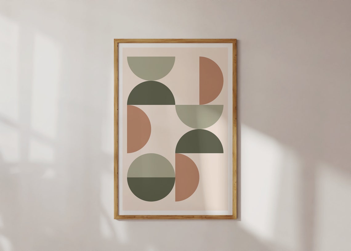 Scattered Sage Terracotta Semicircle Bauhaus Abstract Poster