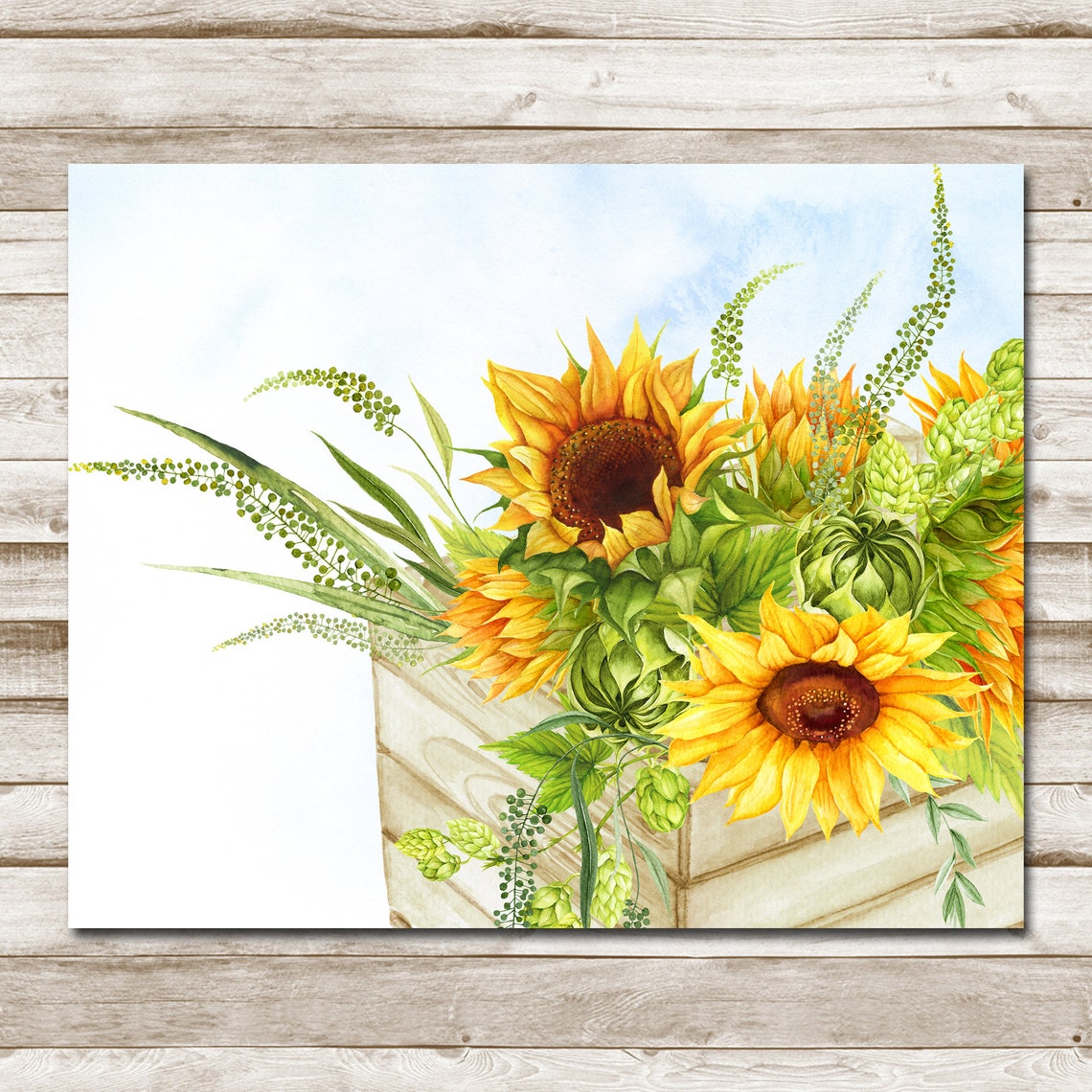Sunflower Farmhouse Decor Sunflower Bouquet Crate Summer Floral Wall Art 4x6 5x7 8x10 11x14 16x20 Country Sunflower Sign Diy Decor - Image 4